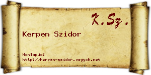 Kerpen Szidor névjegykártya